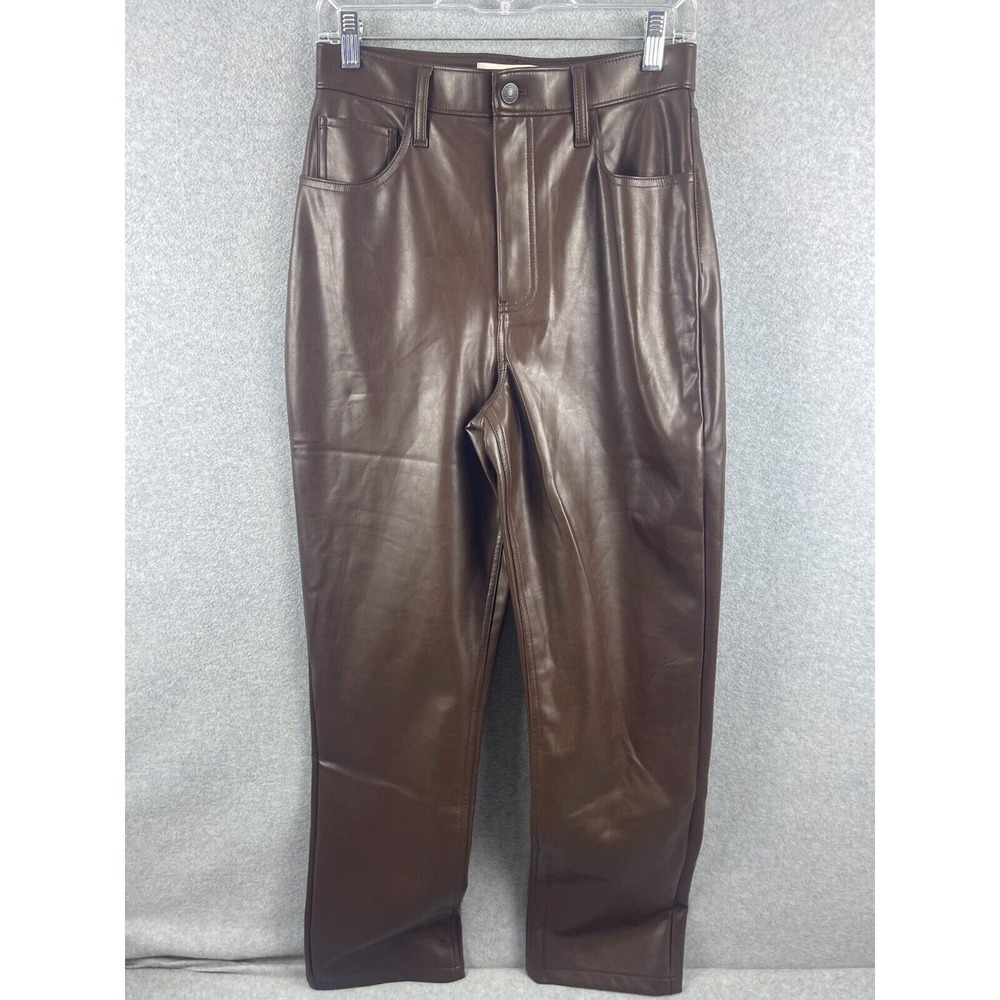 Abercrombie & Fitch Faux Leather Pants Women's 6 Brown High Rise‎ Retro Style